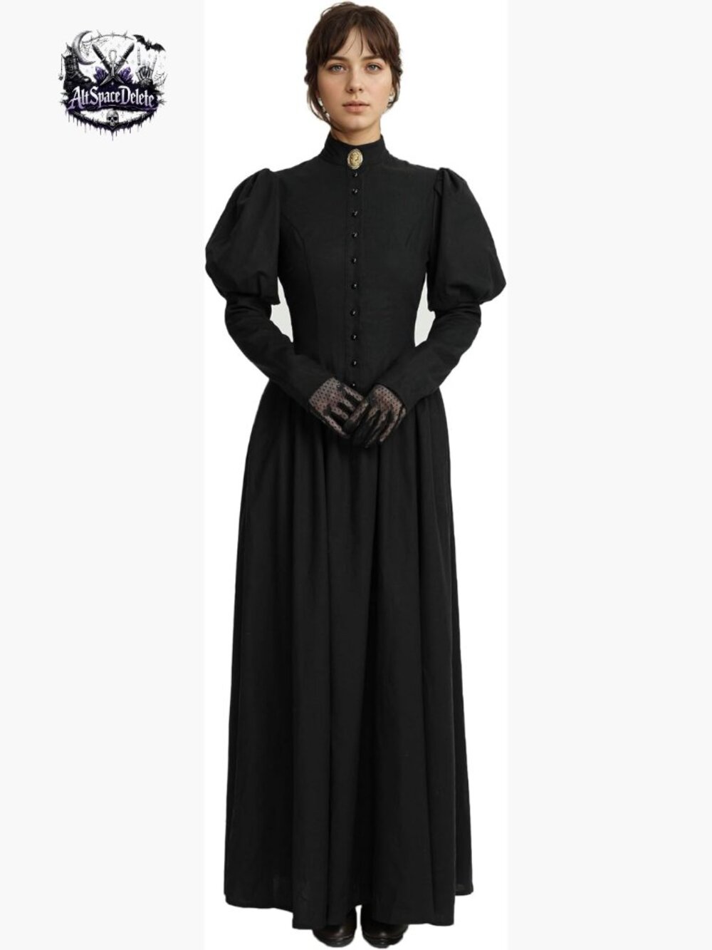 Victorian Renaissance Dress with Gloves and Brooch, Polyester, X-Large